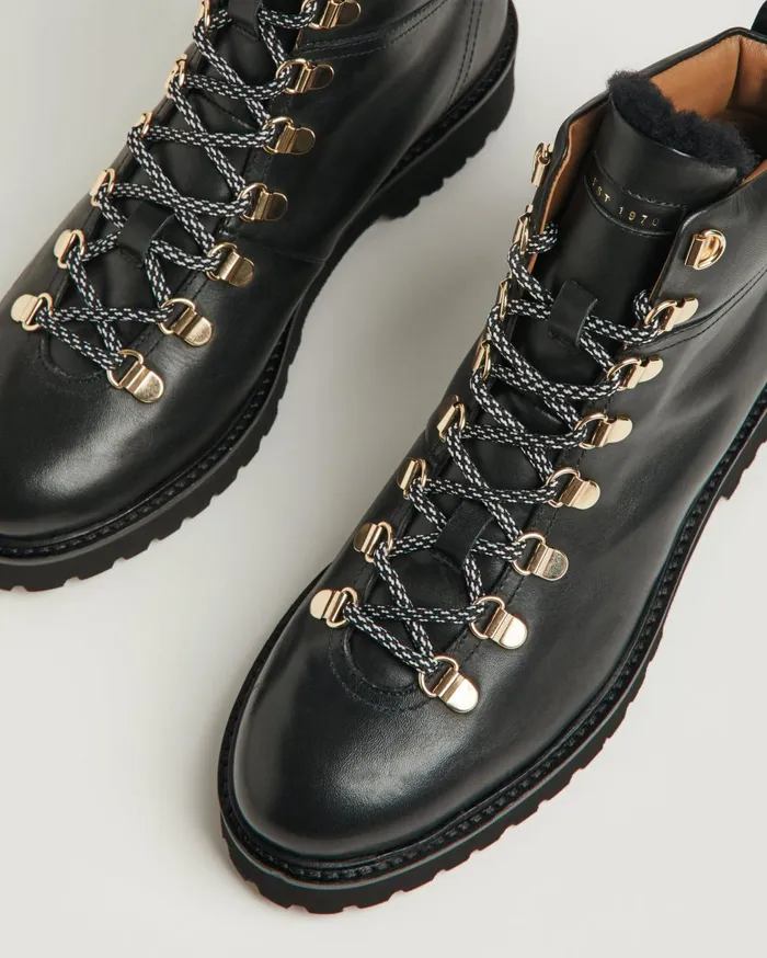 Jigsaw Shoes and Sandals Women Burnham Leather Lace Up Boot Black