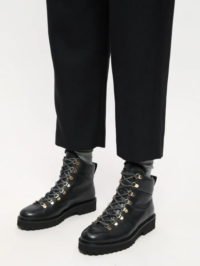 Jigsaw Shoes and Sandals Women Burnham Leather Lace Up Boot Black