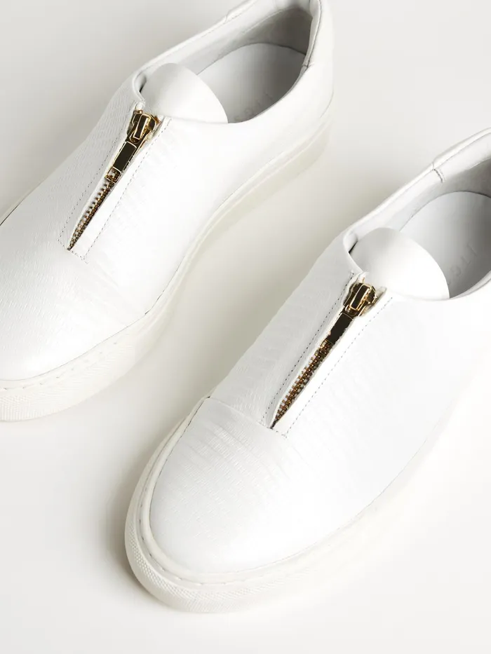Jigsaw Shoes and Sandals Women Lambeth Leather Zip Trainer White