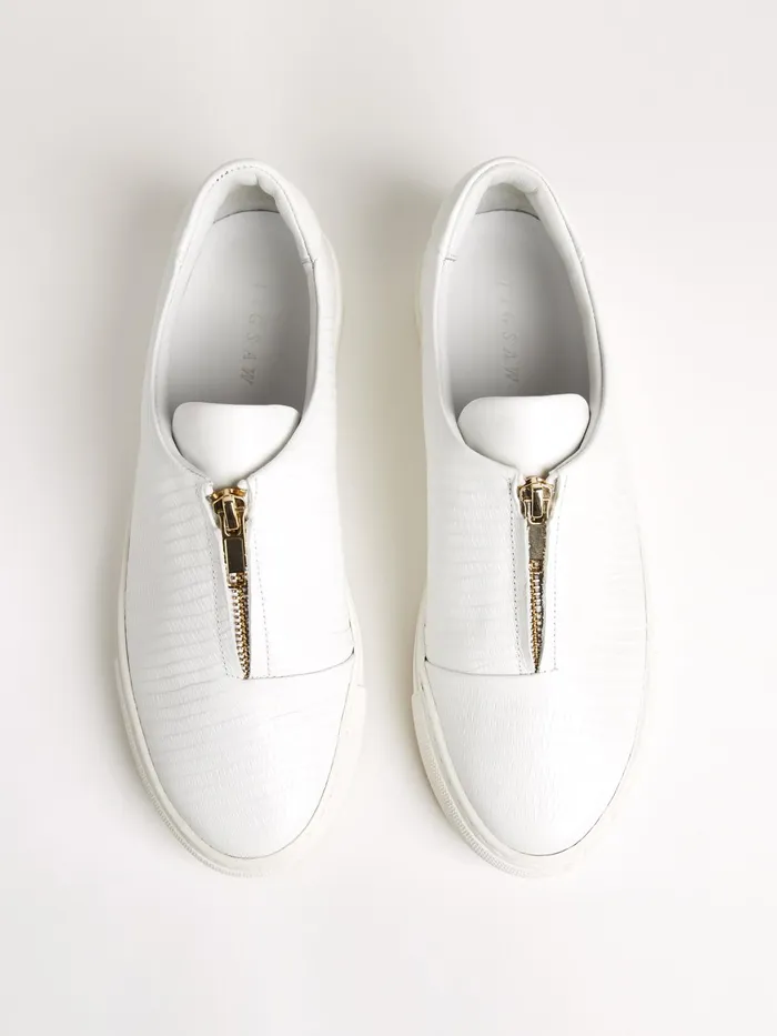 Jigsaw Shoes and Sandals Women Lambeth Leather Zip Trainer White