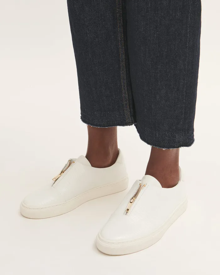 Jigsaw Shoes and Sandals Women Lambeth Leather Zip Trainer White