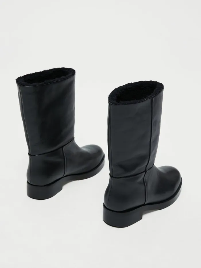 Jigsaw Shoes and Sandals Women Marching Shearling Boot Black