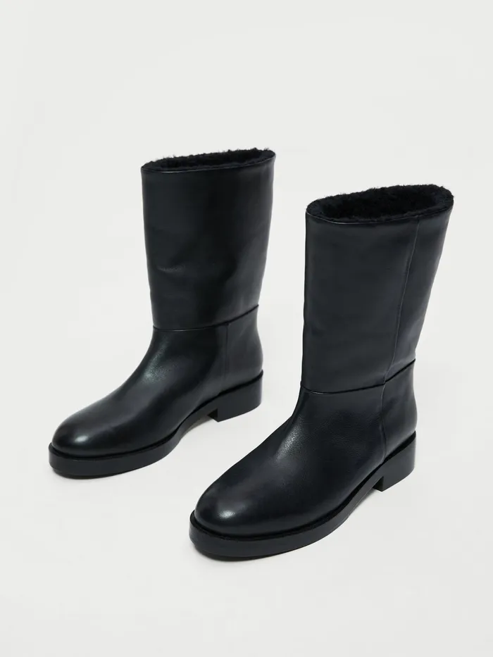 Jigsaw Shoes and Sandals Women Marching Shearling Boot Black