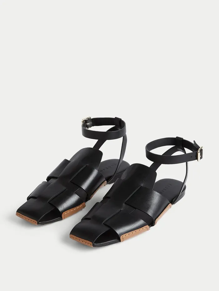 Jigsaw Shoes and Sandals Women Sutton Leather Woven Sandal Black