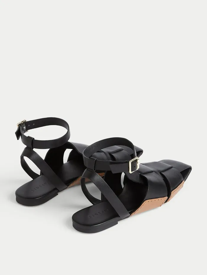 Jigsaw Shoes and Sandals Women Sutton Leather Woven Sandal Black