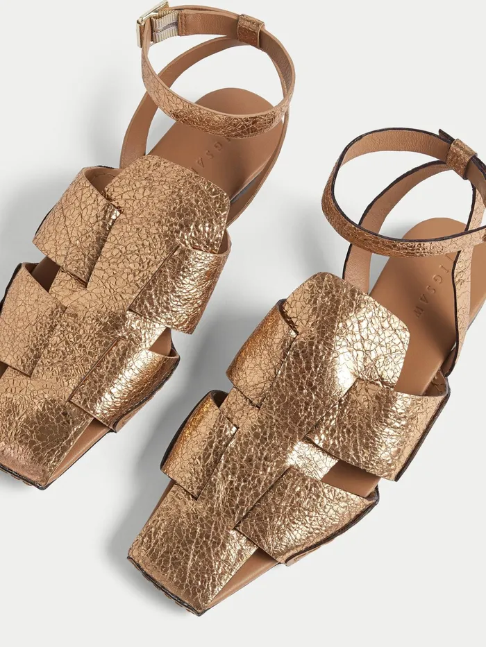 Jigsaw Shoes and Sandals Women Sutton Leather Woven Sandal Yellow