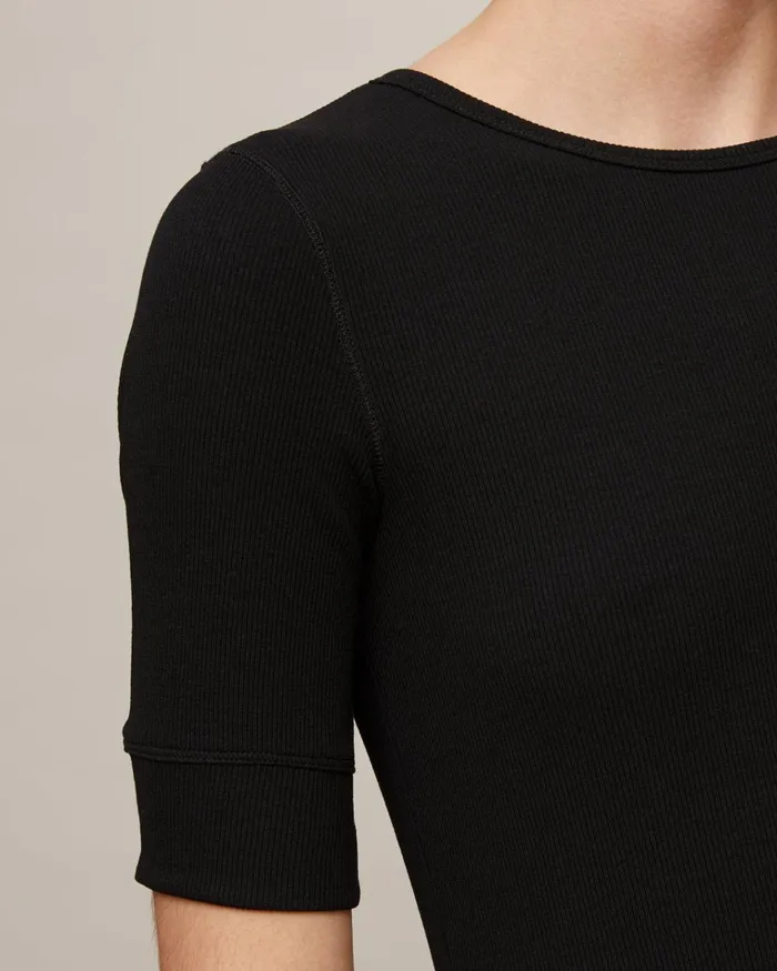 Jigsaw Tshirts Women Bovey Ribbed Crew Neck Tee Black