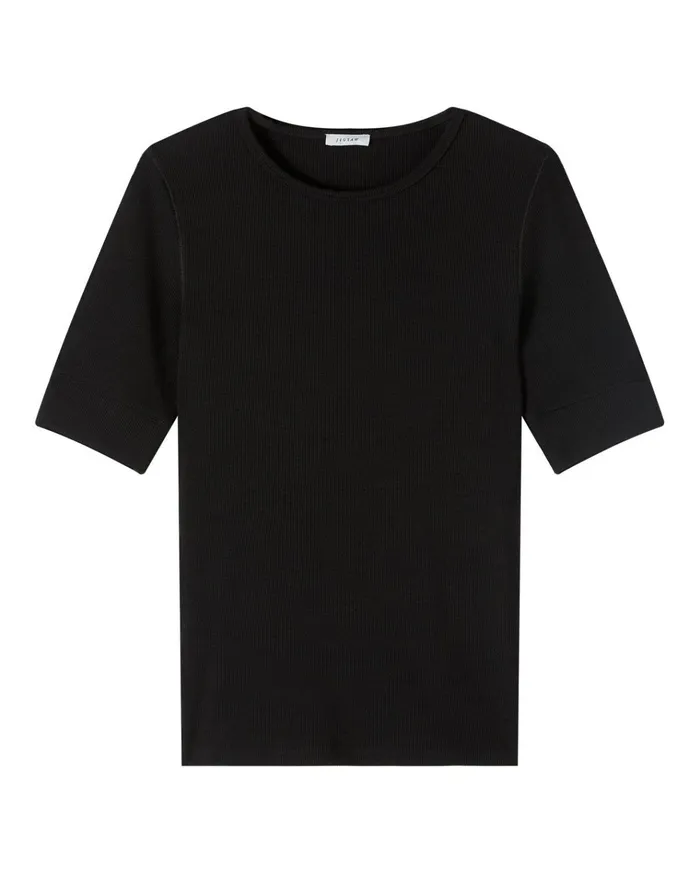 Jigsaw Tshirts Women Bovey Ribbed Crew Neck Tee Black