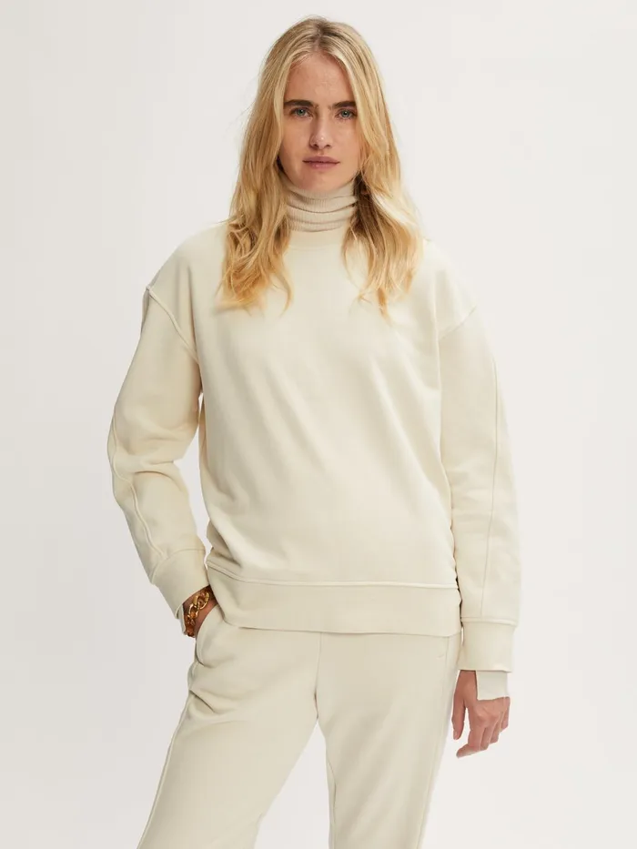 Jigsaw Tshirts Women Cotton Boyfriend Sweatshirt Cream
