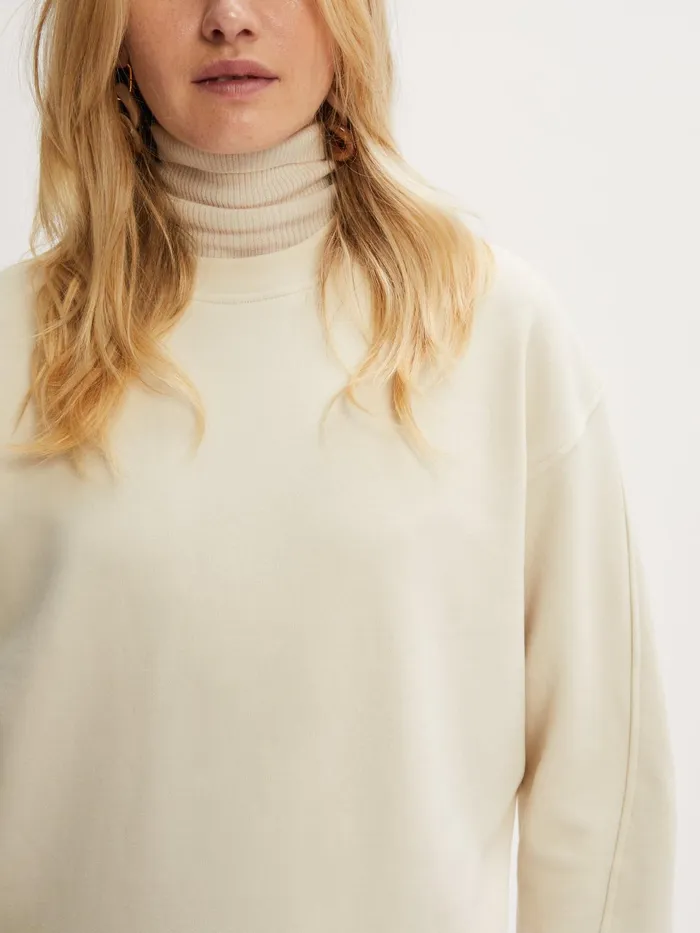 Jigsaw Tshirts Women Cotton Boyfriend Sweatshirt Cream
