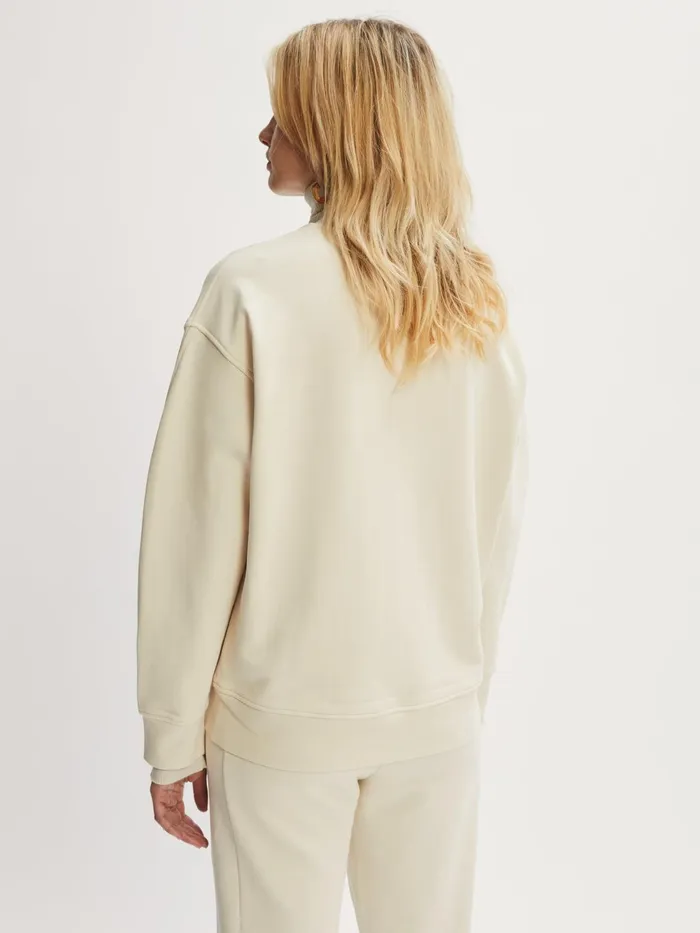Jigsaw Tshirts Women Cotton Boyfriend Sweatshirt Cream