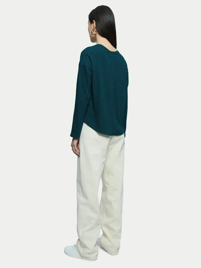 Jigsaw Tshirts Women Cotton Slub Long Sleeve Tee Green