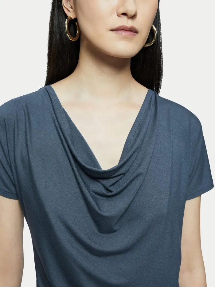 Jigsaw Tshirts Women Cowl Neck Tee Grey