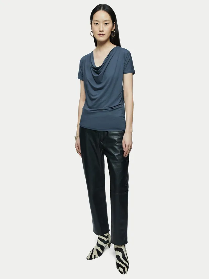 Jigsaw Tshirts Women Cowl Neck Tee Grey