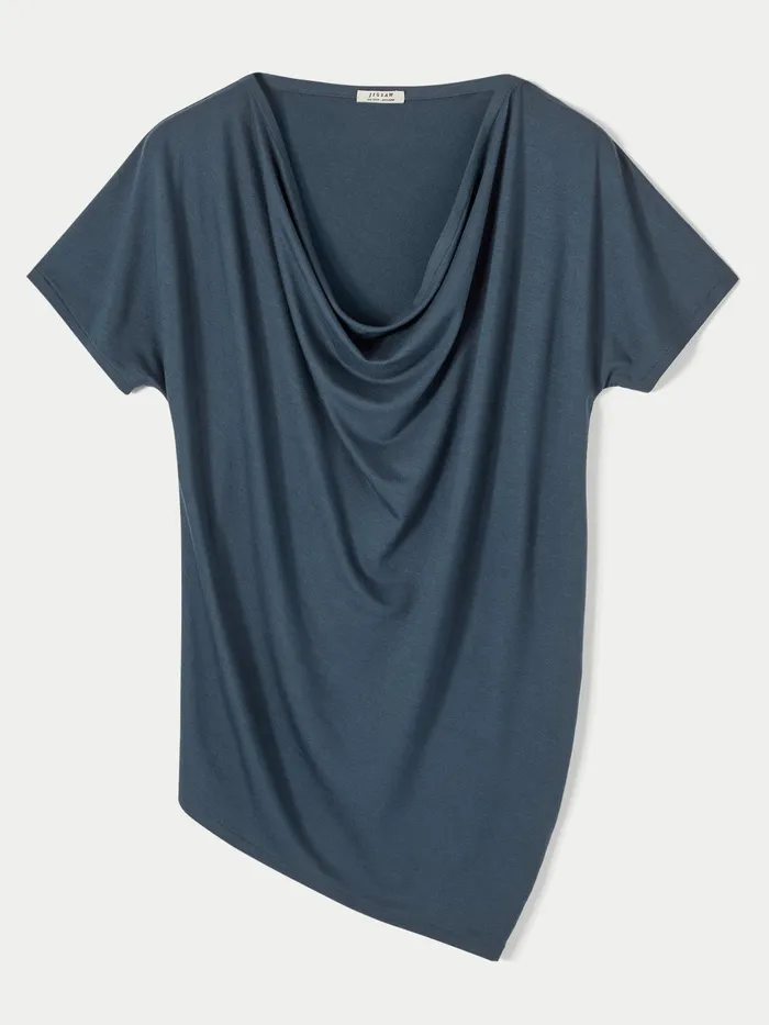 Jigsaw Tshirts Women Cowl Neck Tee Grey