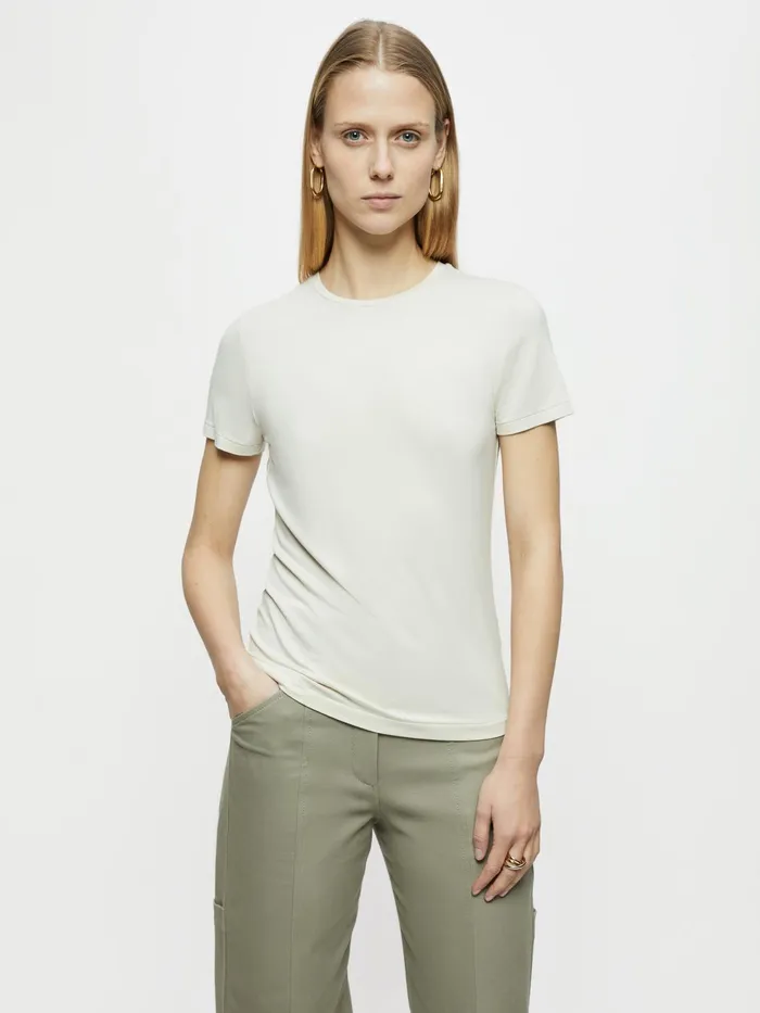 Jigsaw Tshirts Women Rye Fitted Short Sleeve Tee Cream
