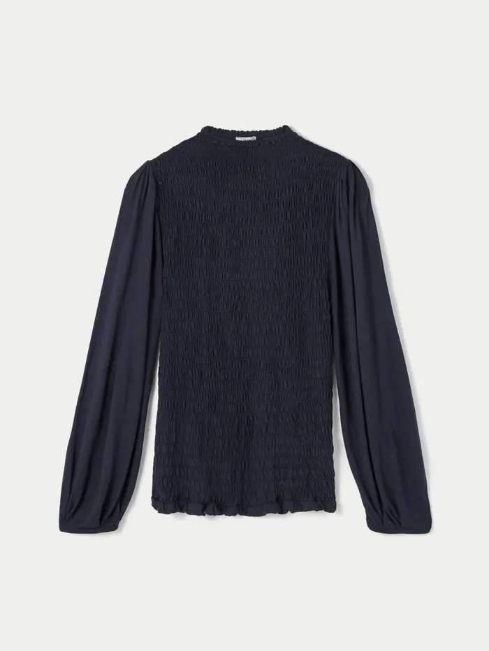 Jigsaw Tshirts Women Shirred Smocked Top Blue