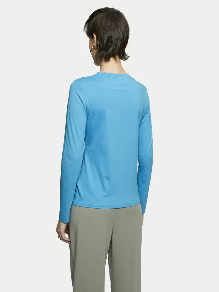 Jigsaw Tshirts Women Supima Cotton Long Sleeve Tee Blue