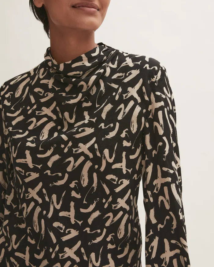 Jigsaw Tops Women Dash Print Blouse Black