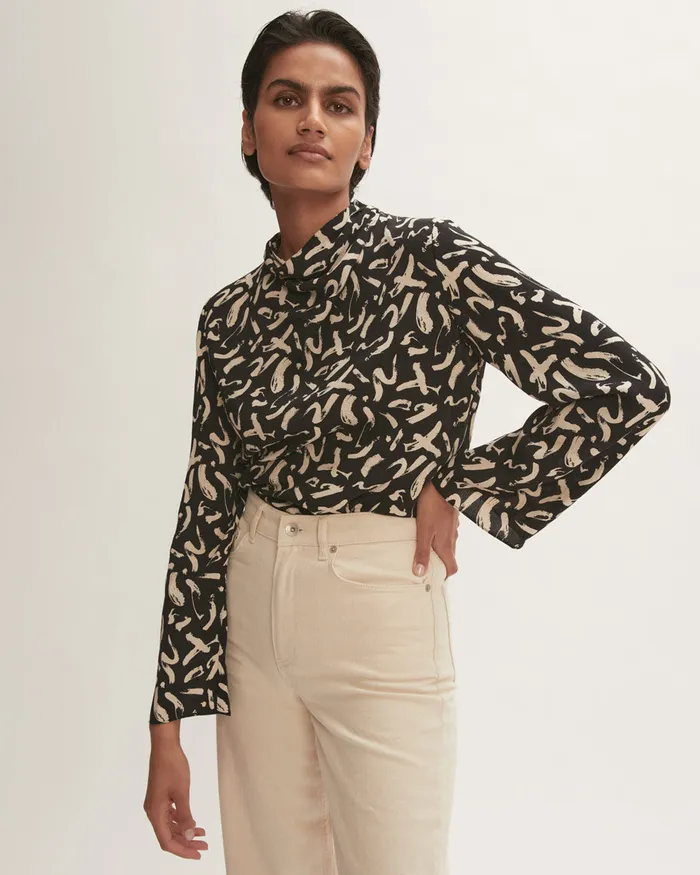 Jigsaw Tops Women Dash Print Blouse Black