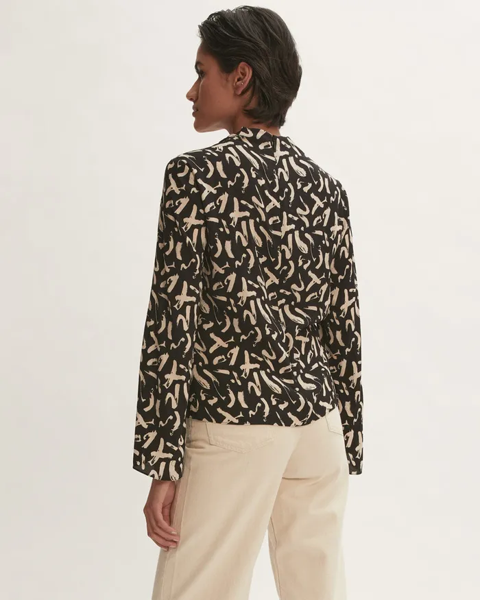 Jigsaw Tops Women Dash Print Blouse Black