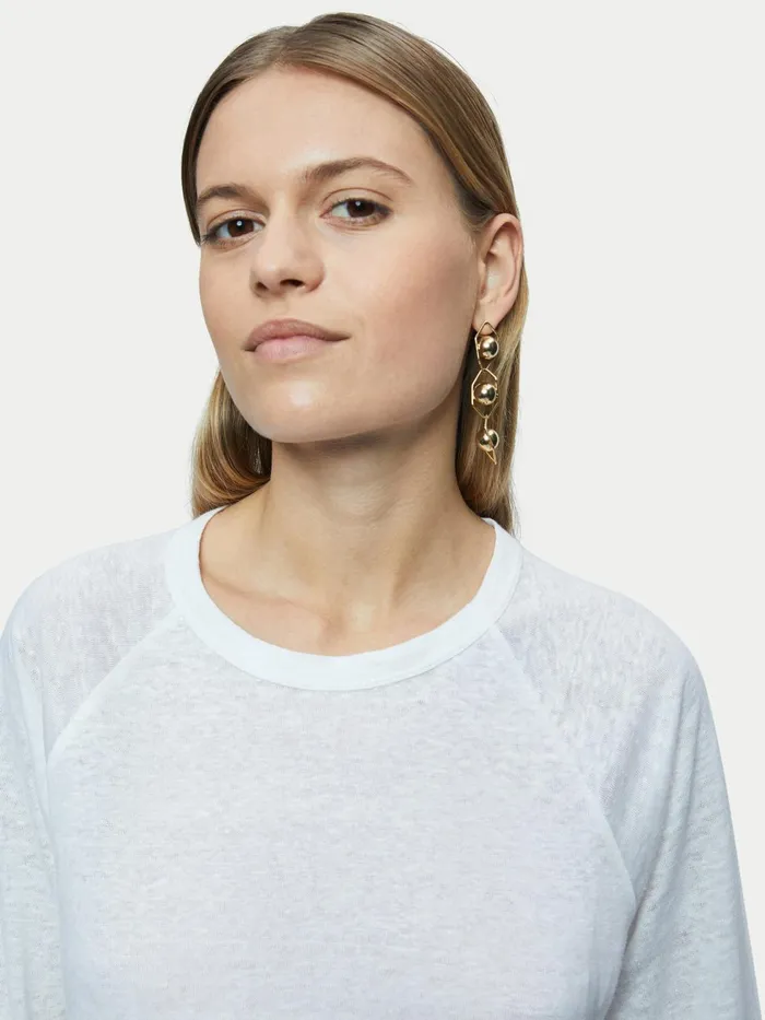 Jigsaw Tops Women Linen Raglan Top White