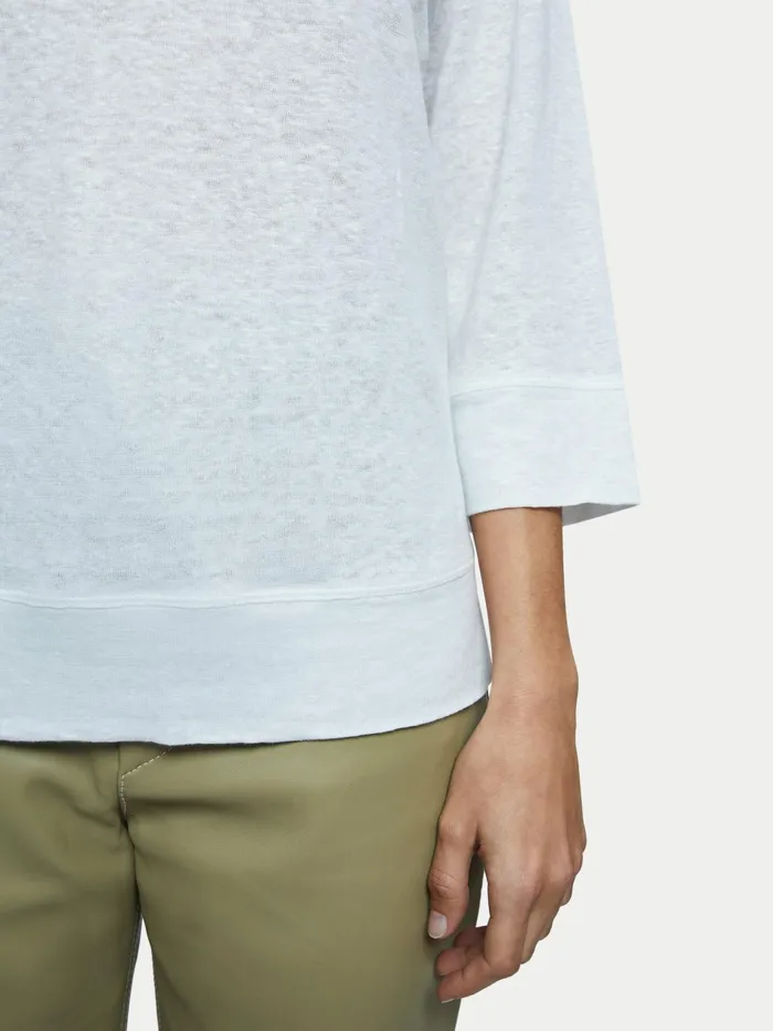 Jigsaw Tops Women Linen Raglan Top White