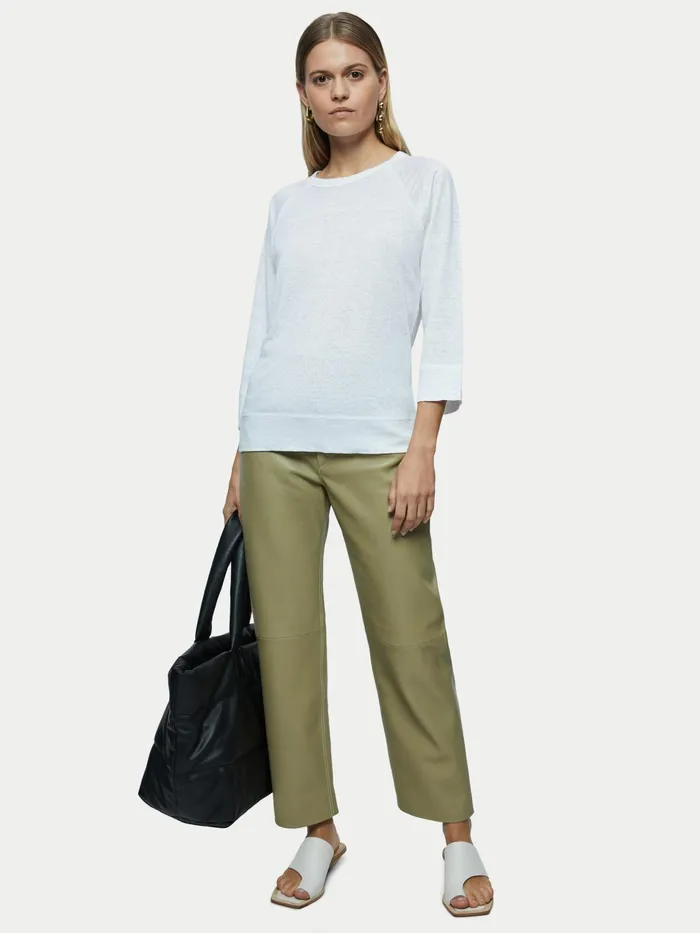 Jigsaw Tops Women Linen Raglan Top White