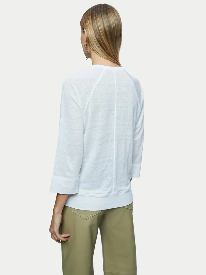 Jigsaw Tops Women Linen Raglan Top White