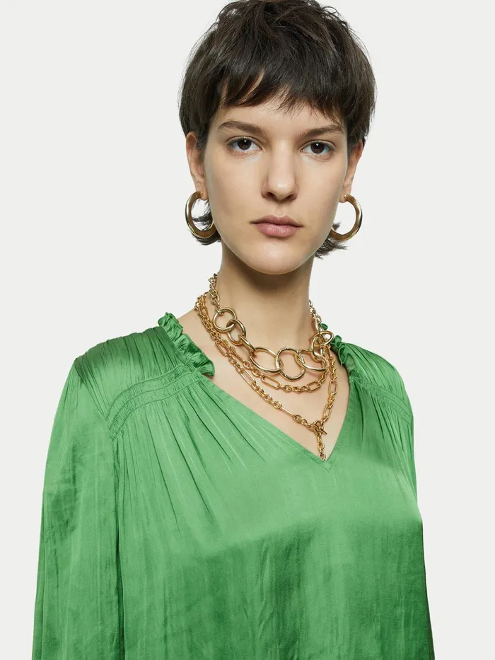 Jigsaw Tops Women Satin Long Sleeve Top Green