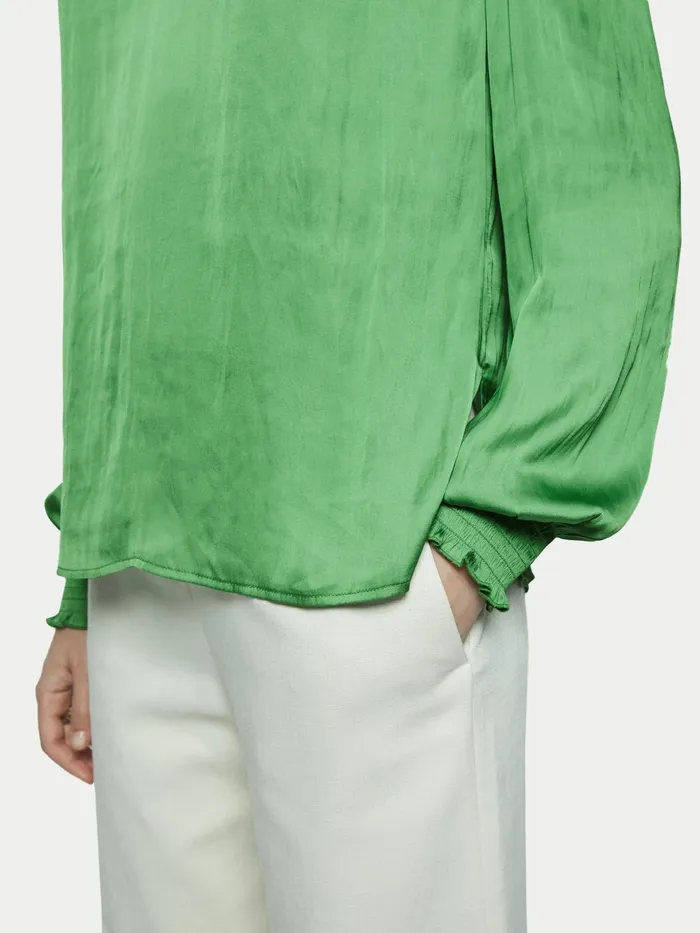 Jigsaw Tops Women Satin Long Sleeve Top Green