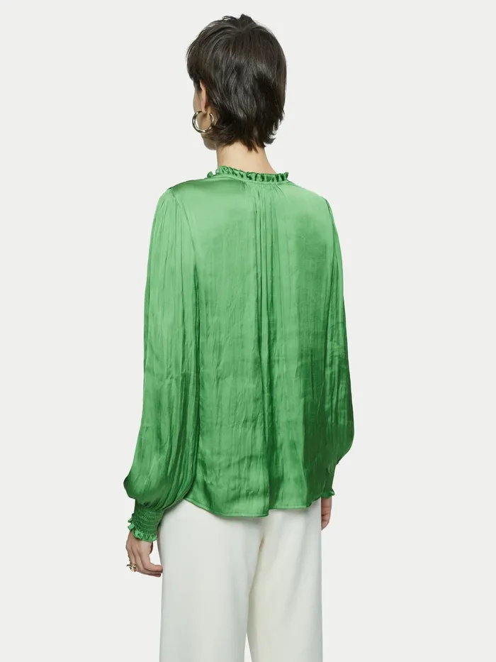 Jigsaw Tops Women Satin Long Sleeve Top Green