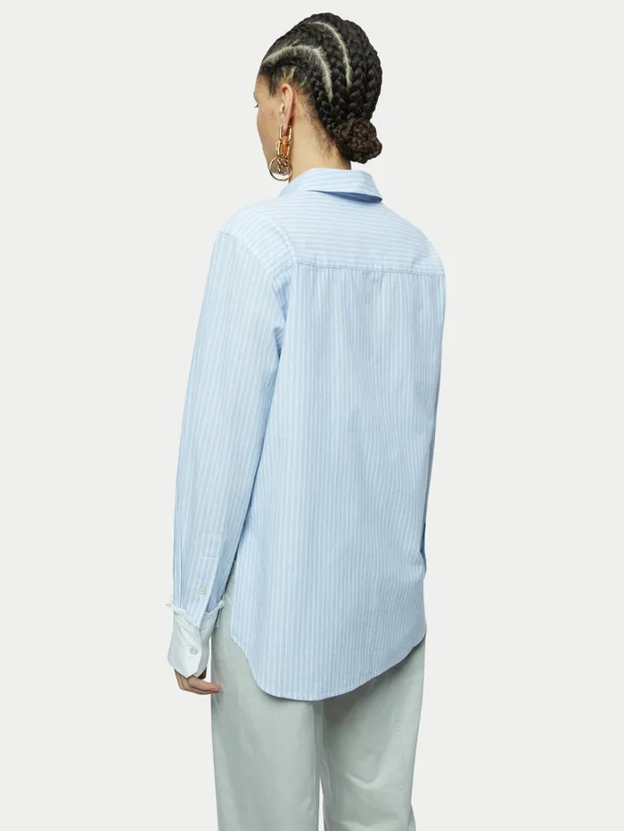 Jigsaw Tops Women Serpentine Broidery Shirt Blue