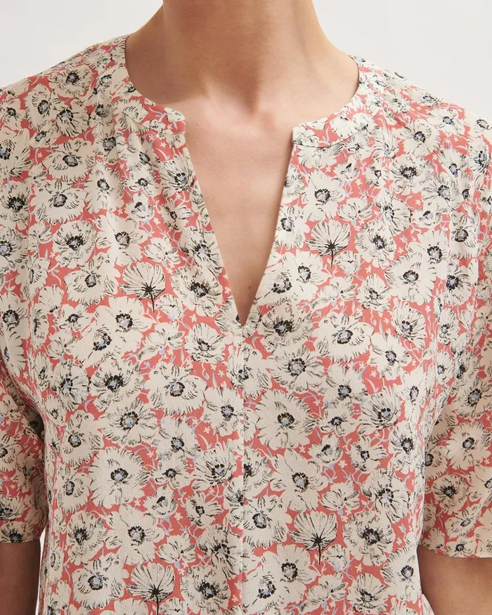 Jigsaw Tops Women Silk Wandering Poppy Top Pink