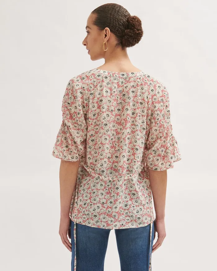 Jigsaw Tops Women Silk Wandering Poppy Top Pink