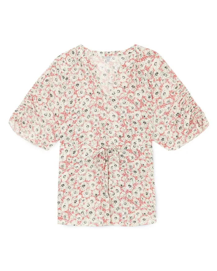 Jigsaw Tops Women Silk Wandering Poppy Top Pink
