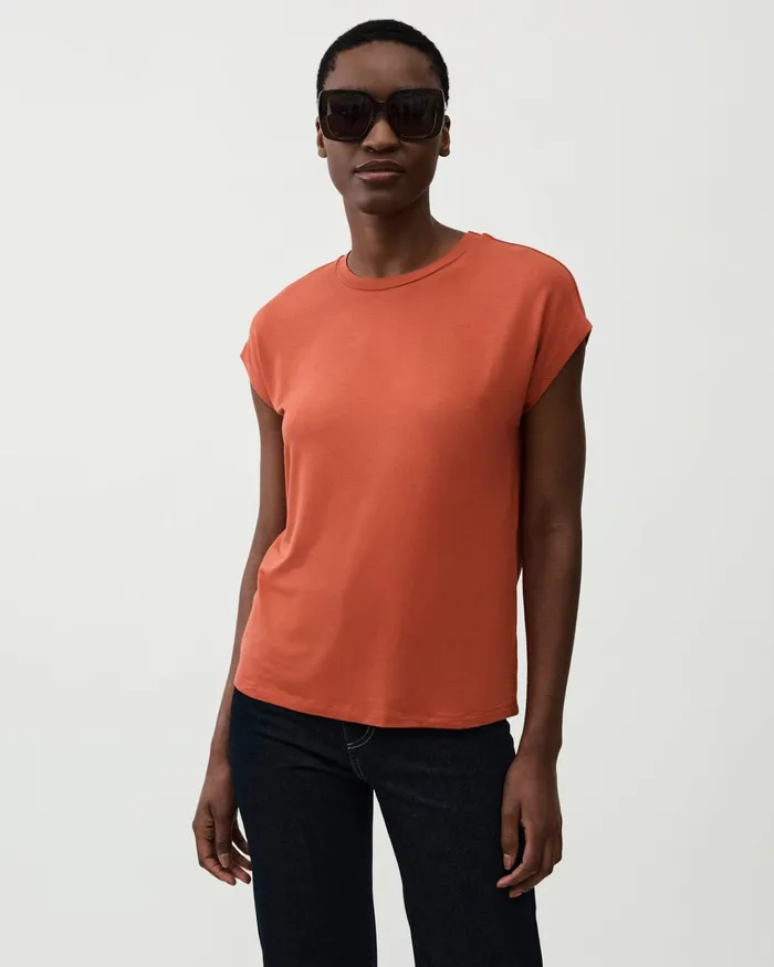 Jigsaw Tops Women Whitby Slouchy Cap Sleeve Tee Orange
