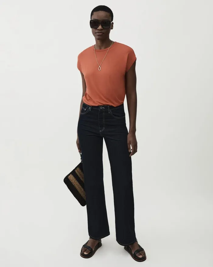 Jigsaw Tops Women Whitby Slouchy Cap Sleeve Tee Orange