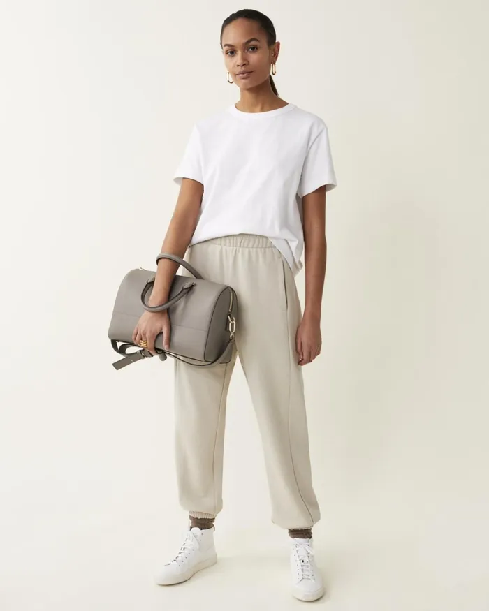 Jigsaw Trousers Women Cotton Trackpants Cream