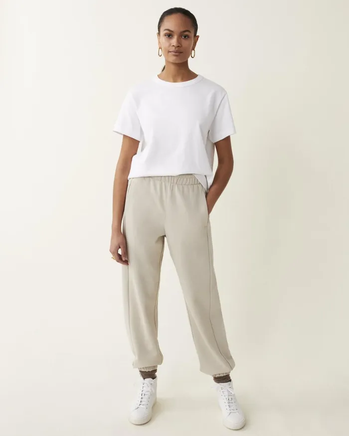 Jigsaw Trousers Women Cotton Trackpants Cream
