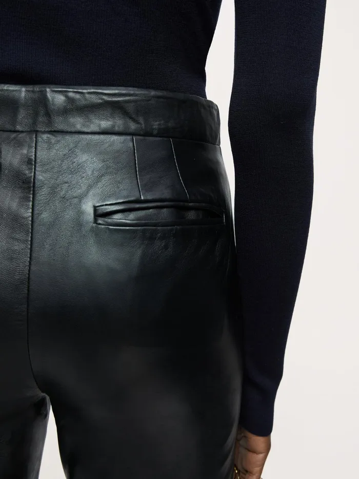 Jigsaw Trousers Women Leather Bardot Trousers Black