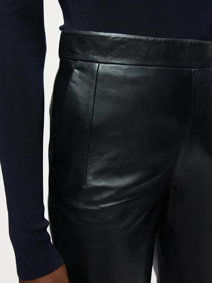 Jigsaw Trousers Women Leather Bardot Trousers Black