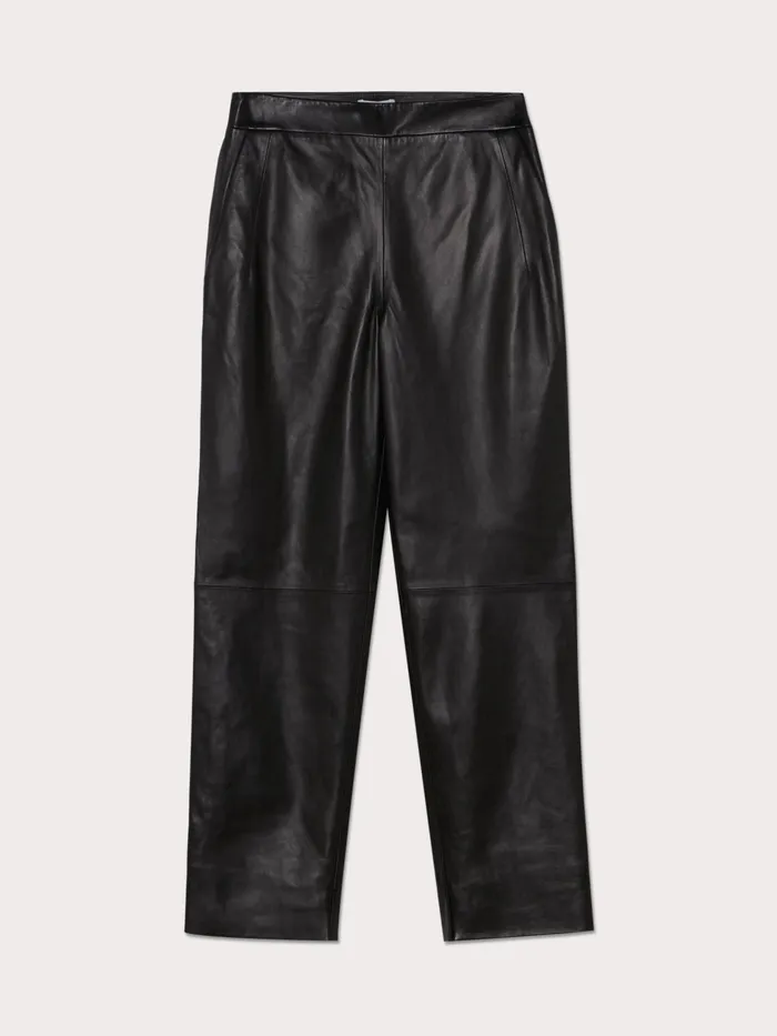 Jigsaw Trousers Women Leather Bardot Trousers Black