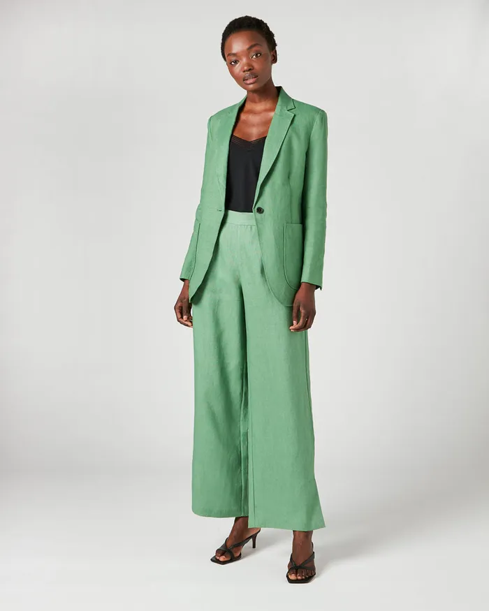 Jigsaw Trousers Women Linen Palazzo Trouser Green