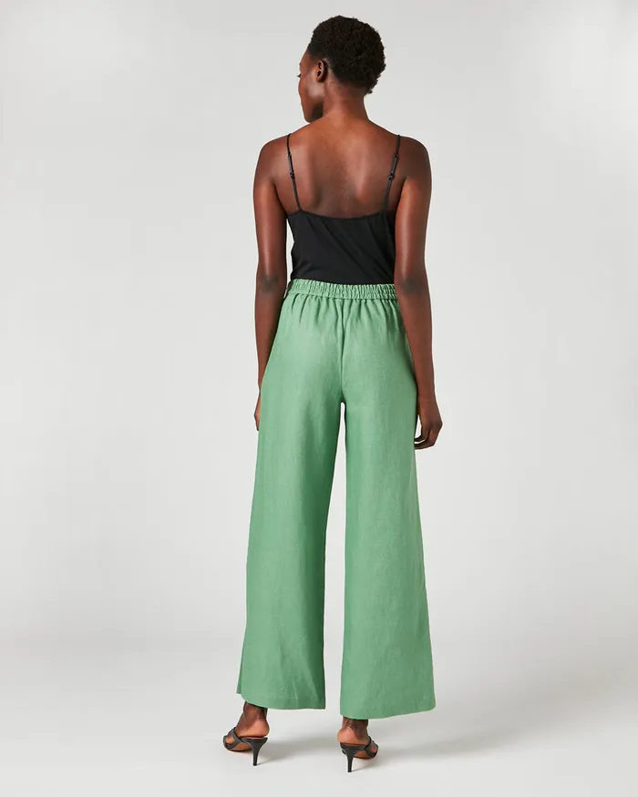Jigsaw Trousers Women Linen Palazzo Trouser Green
