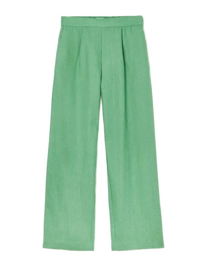 Jigsaw Trousers Women Linen Palazzo Trouser Green