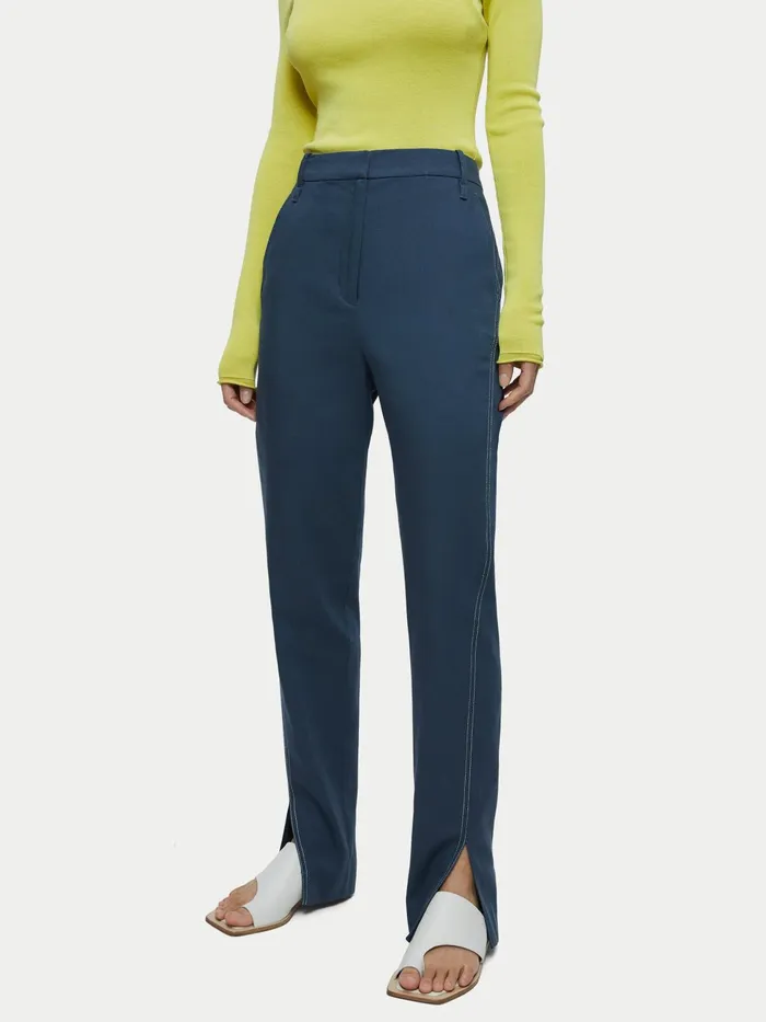 Jigsaw Trousers Women Lyocell Cotton Jagger Trouser Grey