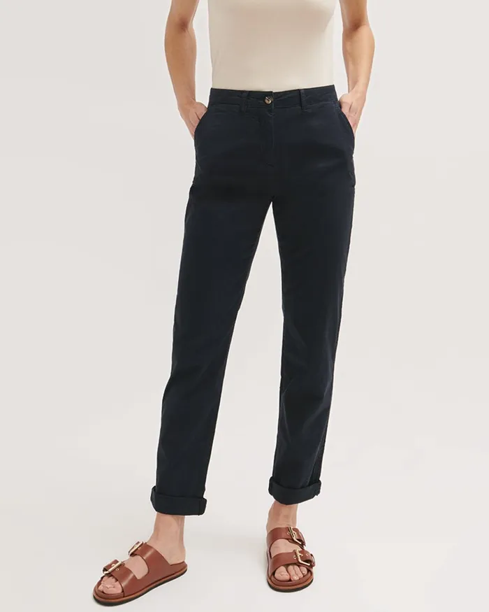 Jigsaw Trousers Women Slim Leg Cotton Chino Trouser Blue