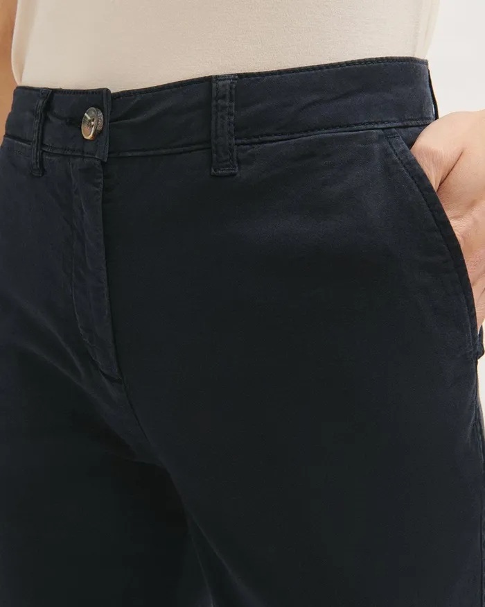 Jigsaw Trousers Women Slim Leg Cotton Chino Trouser Blue