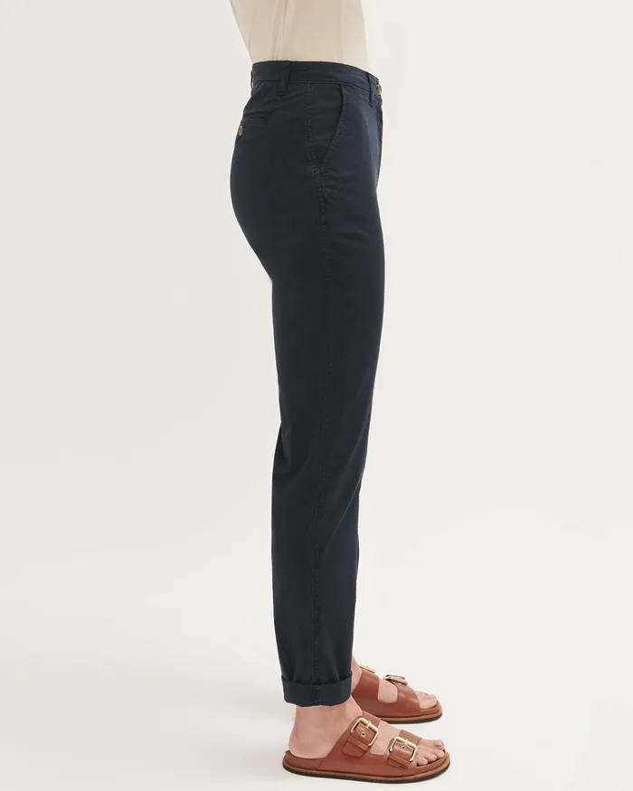 Jigsaw Trousers Women Slim Leg Cotton Chino Trouser Blue